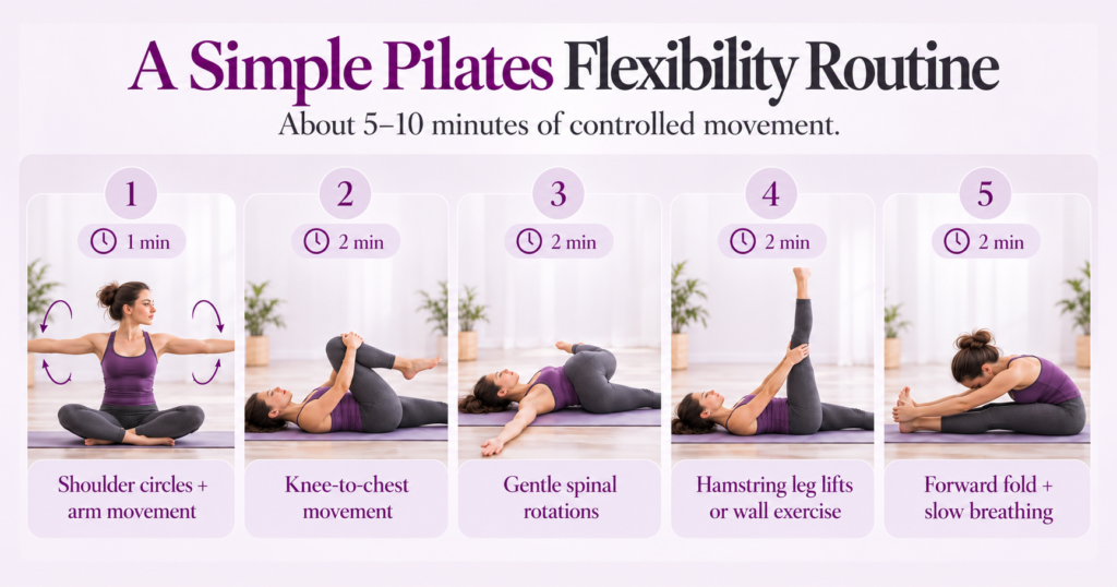 Pilates to improve flexibility with short, regular stretching sessions.